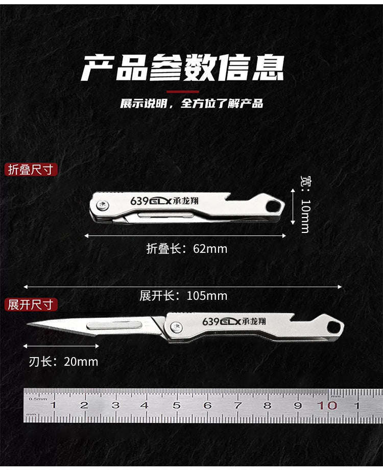 Stainless Steel Fast-Open Mini Scalpel Bottle Opener Knife-ONLY 10 BLADES-12
