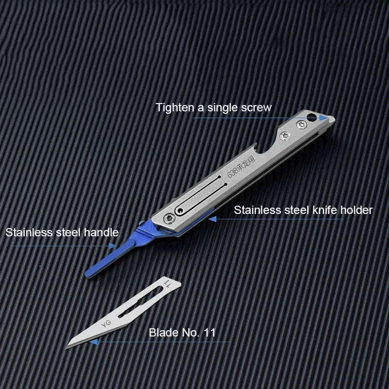 Stainless Steel Fast-Open Mini Scalpel Bottle Opener Knife-ONLY 10 BLADES-12