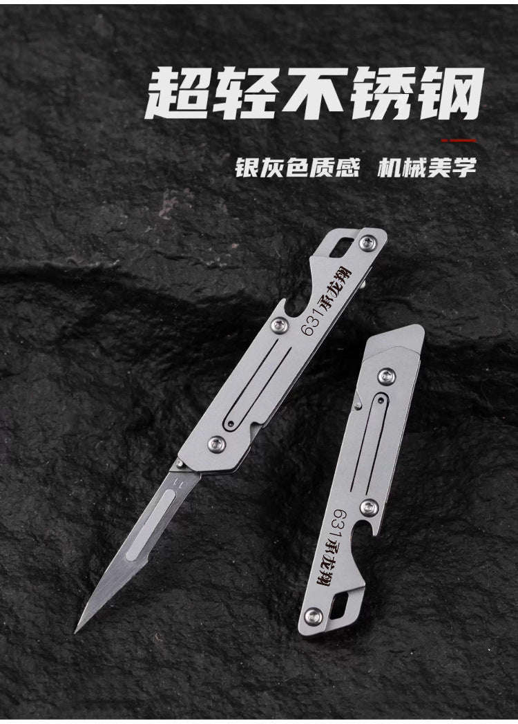 Stainless Steel Fast-Open Mini Scalpel Bottle Opener Knife-ONLY 10 BLADES-12