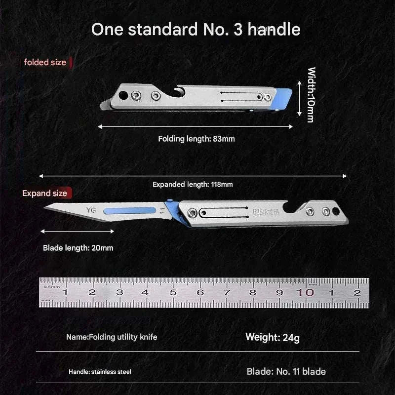 Stainless Steel Fast-Open Mini Scalpel Bottle Opener Knife-ONLY 10 BLADES-12