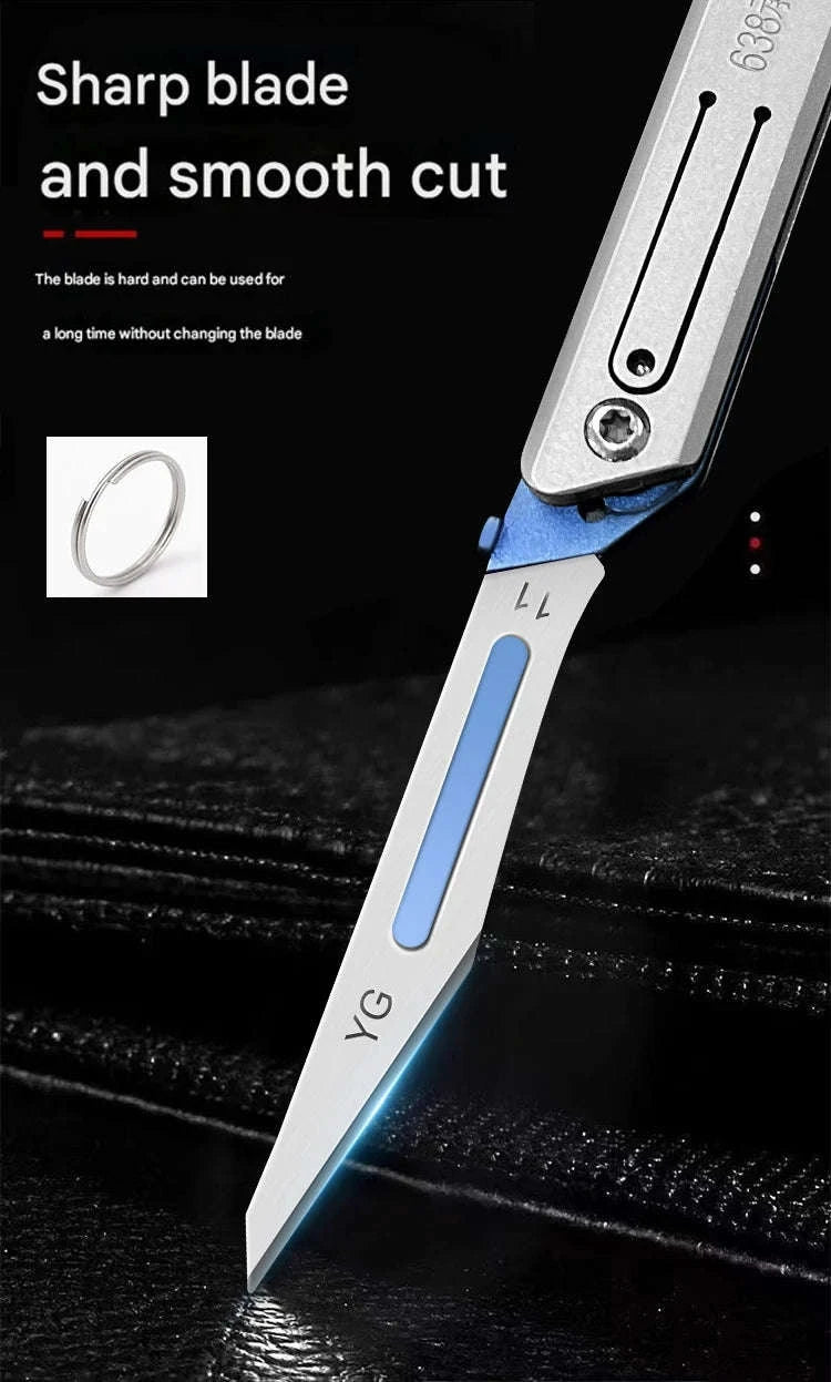 Stainless Steel Fast‑Open Scalpel Mini Bottle Opener Knife-ONLY 10 BLADES-12