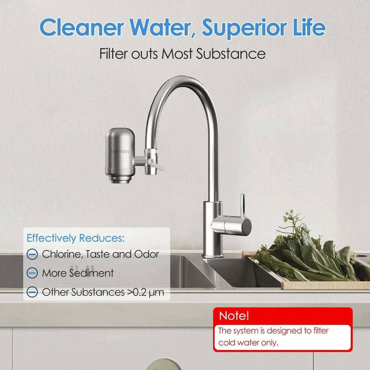 Stainless Steel Faucet Water Filter Purifier System, NSF Certified-Light Grey