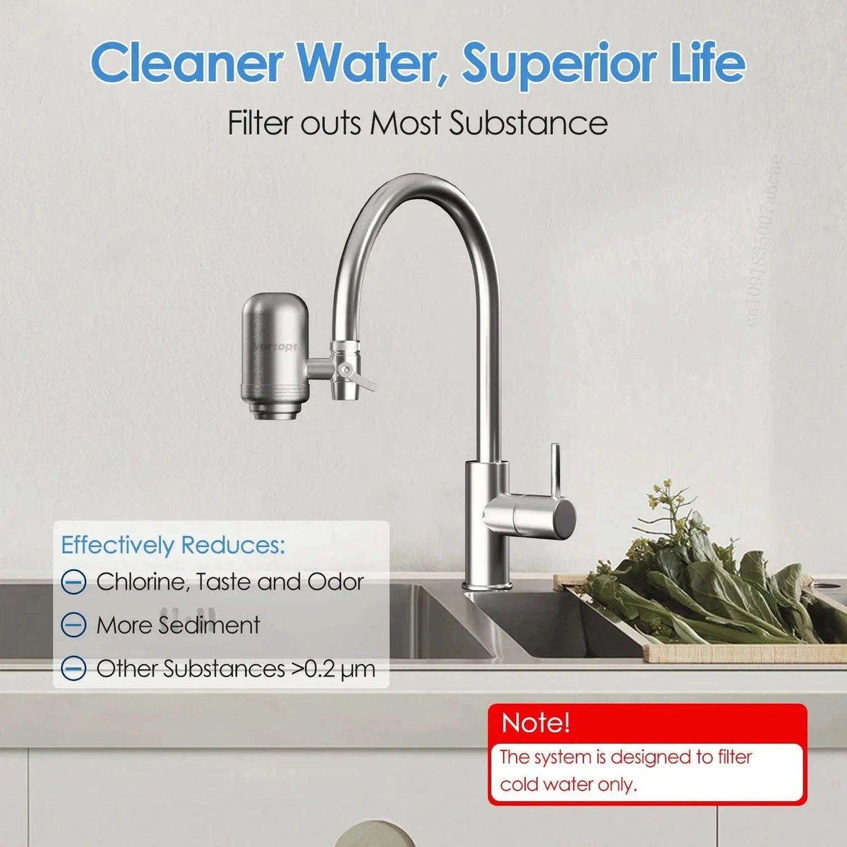 Stainless Steel Faucet Water Filter Purifier System, NSF Certified-Light Grey