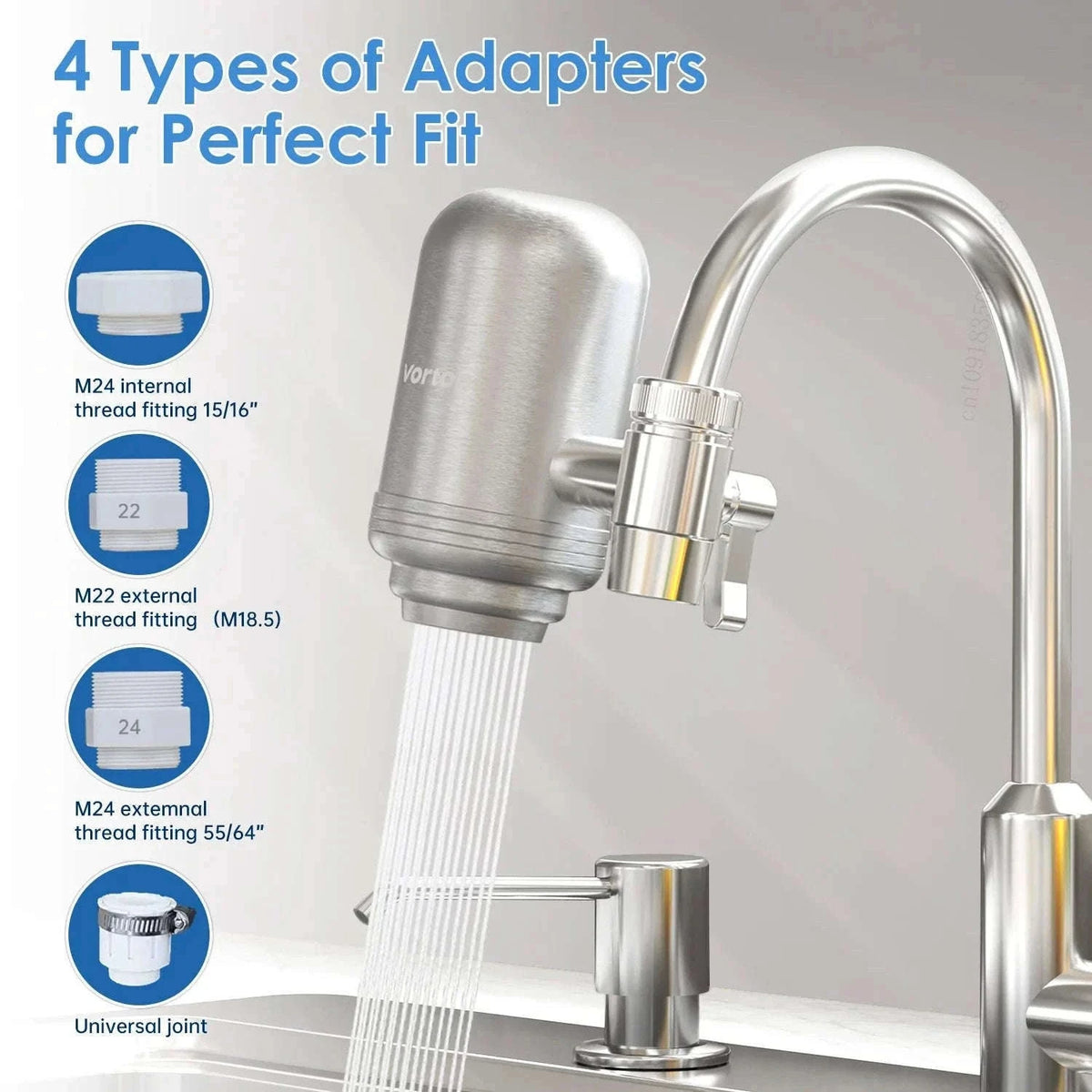 Stainless Steel Faucet Water Filter Purifier System, NSF Certified-Light Grey