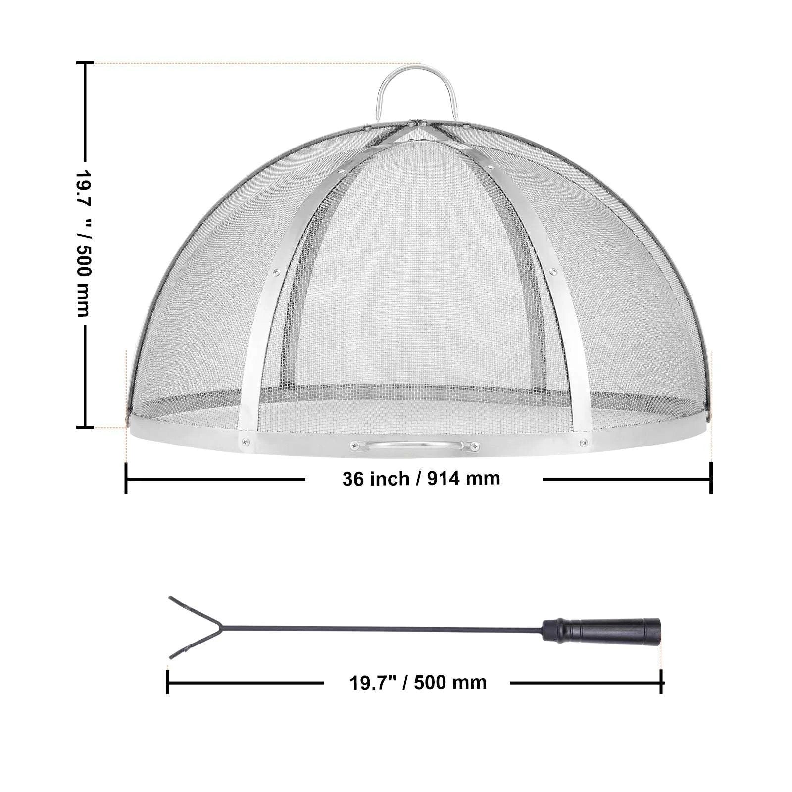 Stainless Steel Fire Pit Spark Screen Lid with Easy Lift Handles-36in / United States