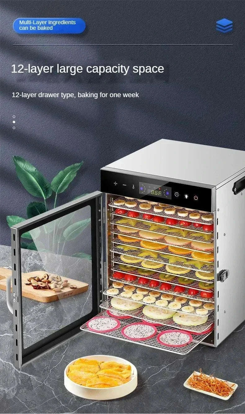 Stainless Steel Food Dehydrator with 12 Layers and Touch Control-6 layers / US