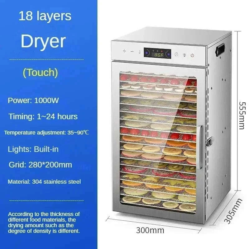 Stainless Steel Food Dehydrator with 12 Layers and Touch Control-6 layers / US