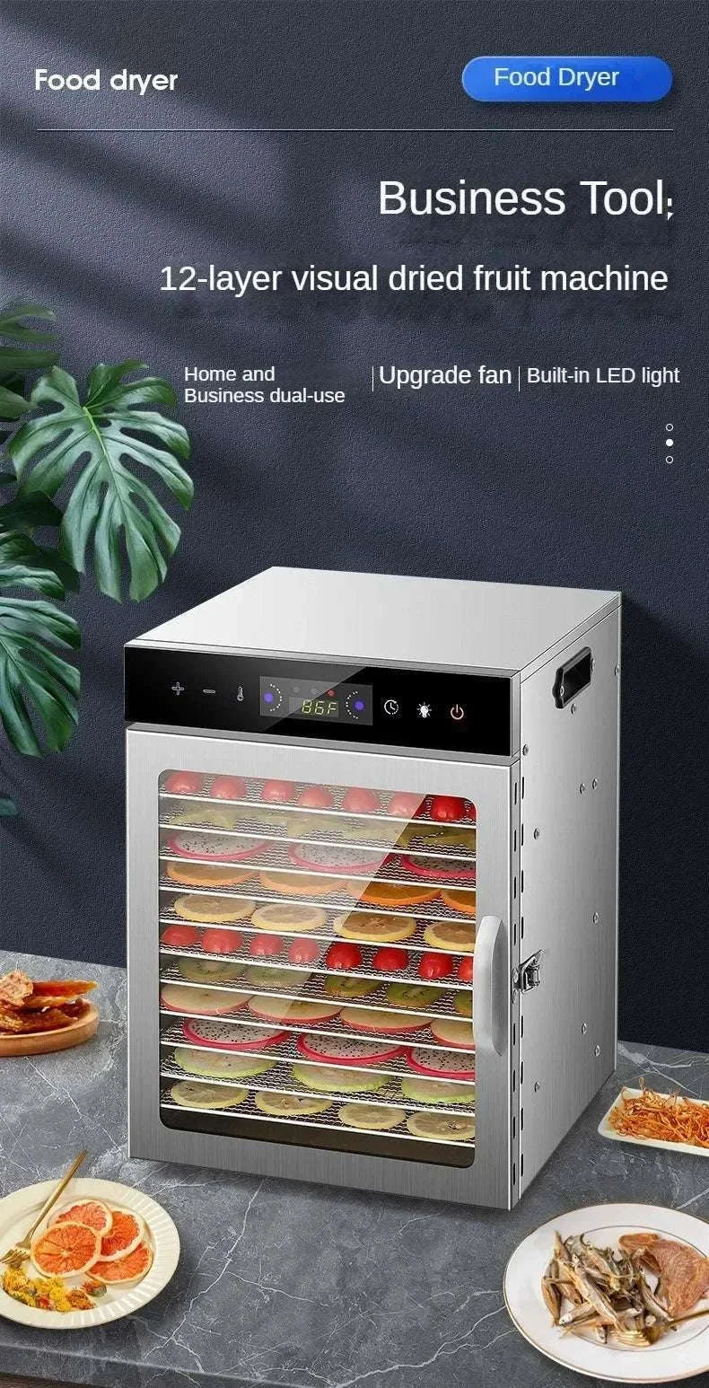 Stainless Steel Food Dehydrator with 12 Layers and Touch Control-6 layers / US