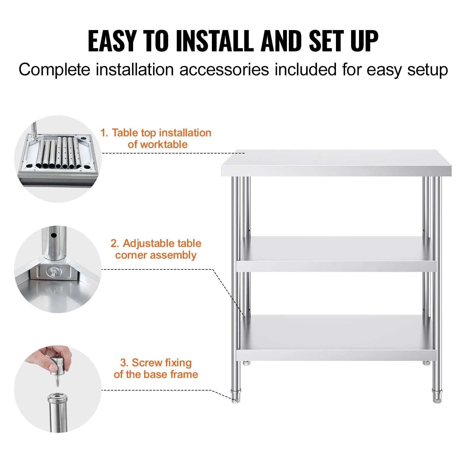Stainless Steel Food Prep Table with Adjustable Shelves for Kitchen-14x24inch / United States