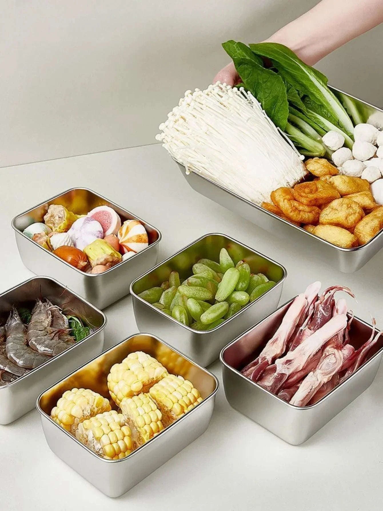 Stainless Steel Fresh-Keeping Box with Sealed Lid-3pcs