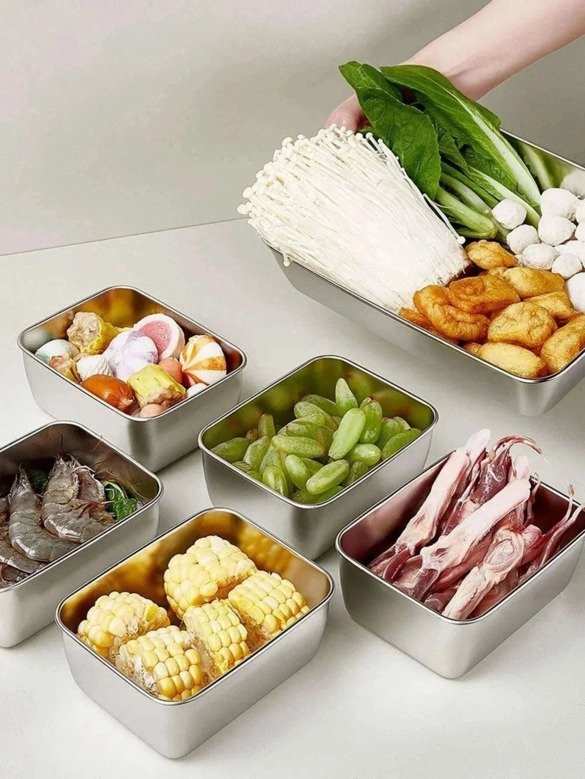 Stainless Steel Fresh-Keeping Box with Sealed Lid-3pcs