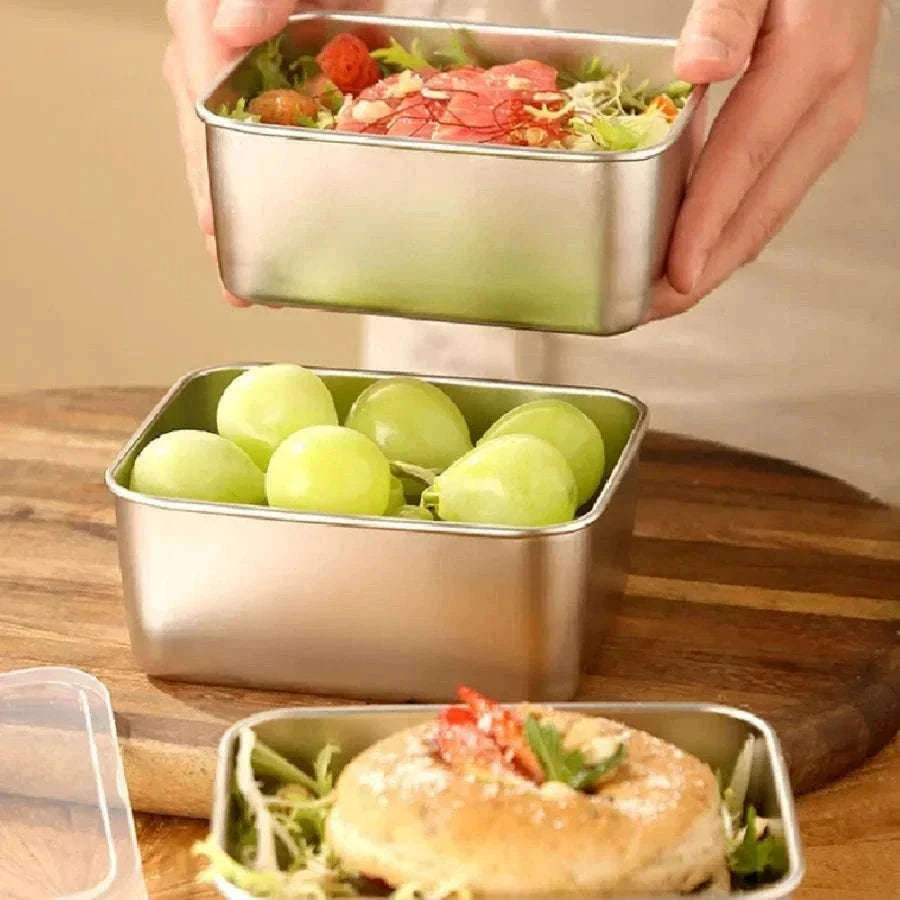 Stainless Steel Fresh-Keeping Box with Sealed Lid-3pcs