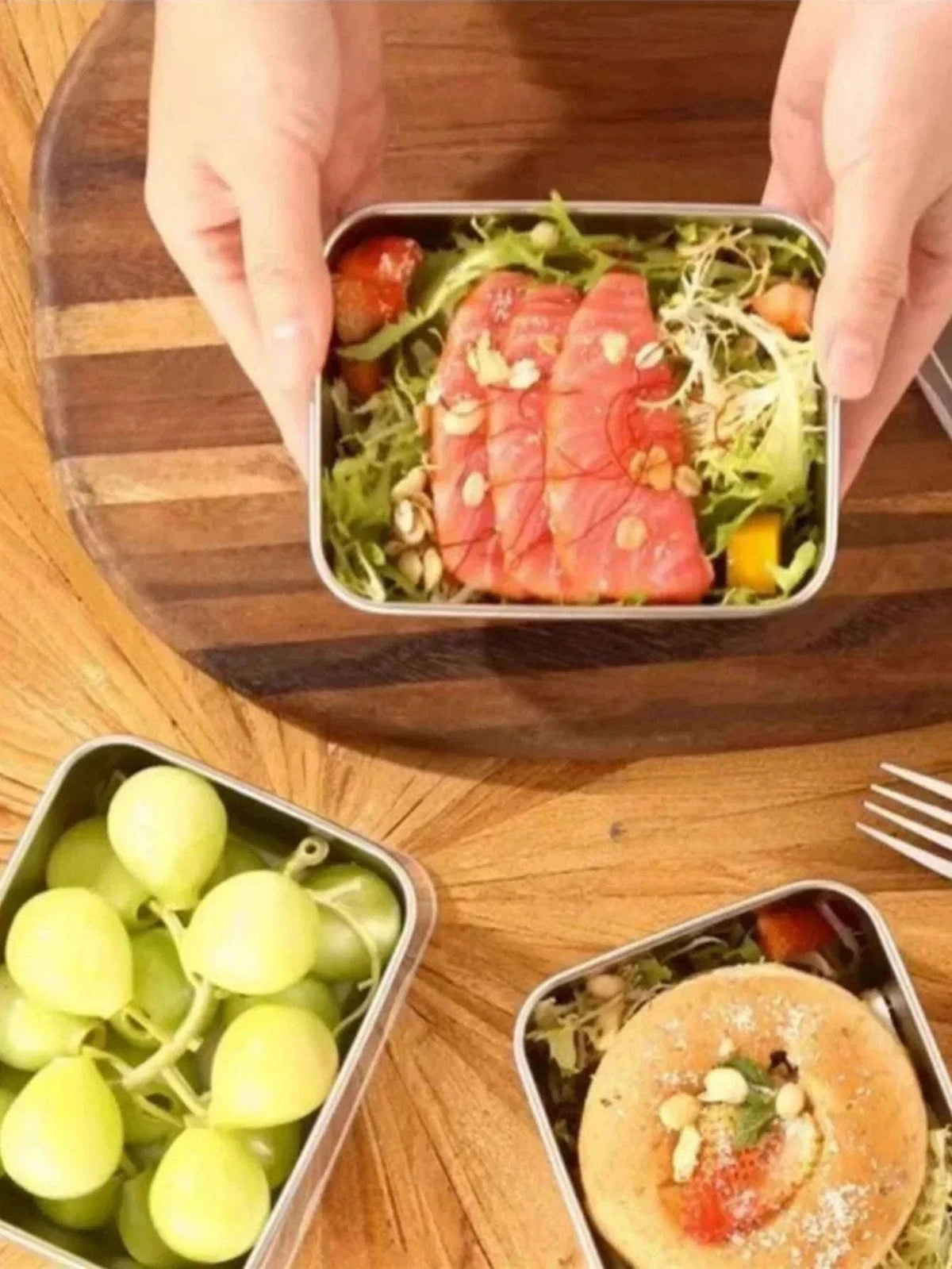 Stainless Steel Fresh-Keeping Box with Sealed Lid-3pcs