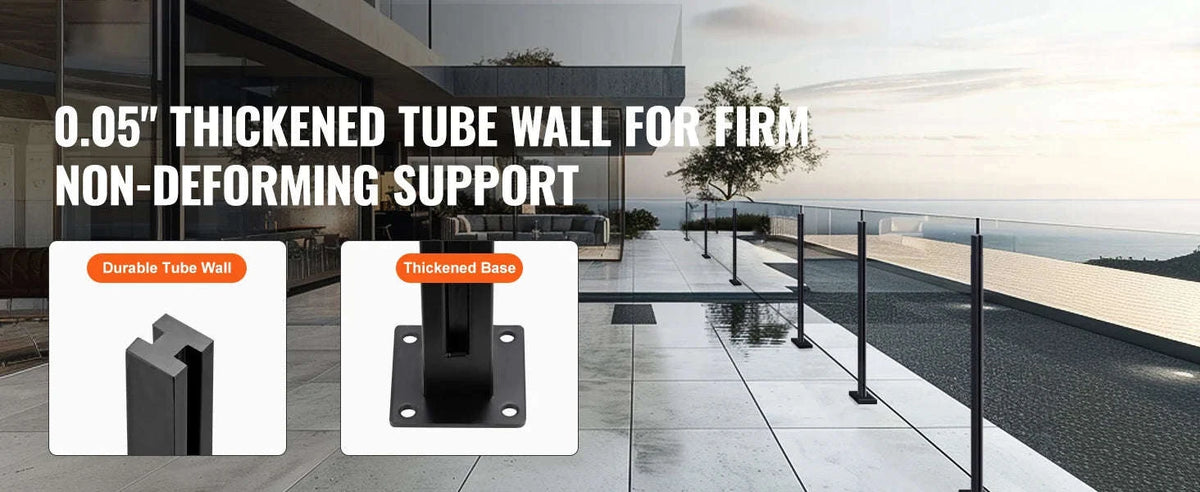 Stainless Steel Glass Clamp Railing Bracket for 0.39-0.47 in Tempered Glass, 41.34 in Height-95cm / CZECH REPUBLIC