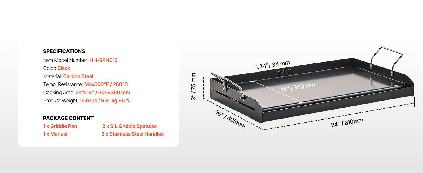 Stainless Steel Grill Griddle Plate Flat Top for BBQ & Camping-25x16 inch / spain