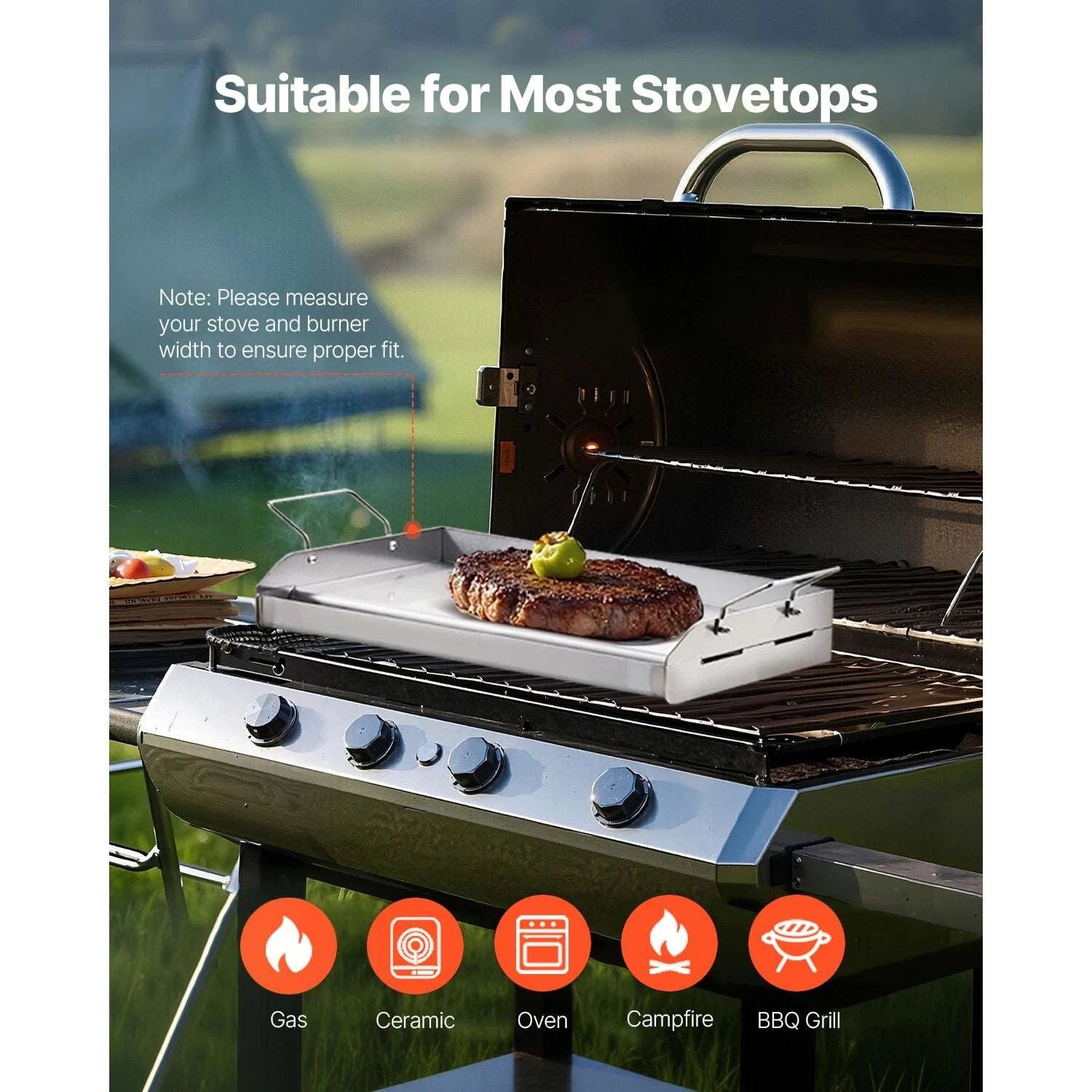 Stainless Steel Grill Griddle Plate Flat Top for BBQ & Camping-25x16 inch / spain