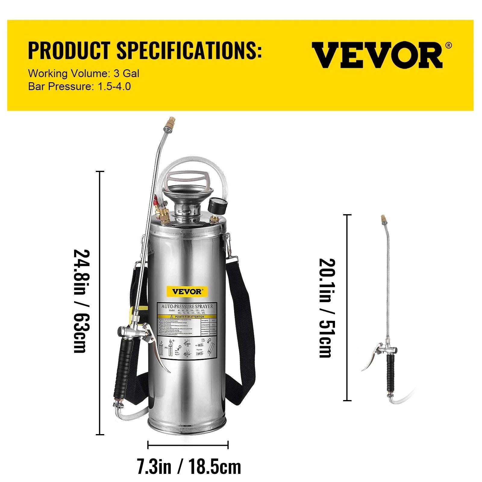 Stainless Steel Hand Pump Sprayer 4–12L Garden & Cleaning Tool-8L 2Gal / CZECH REPUBLIC