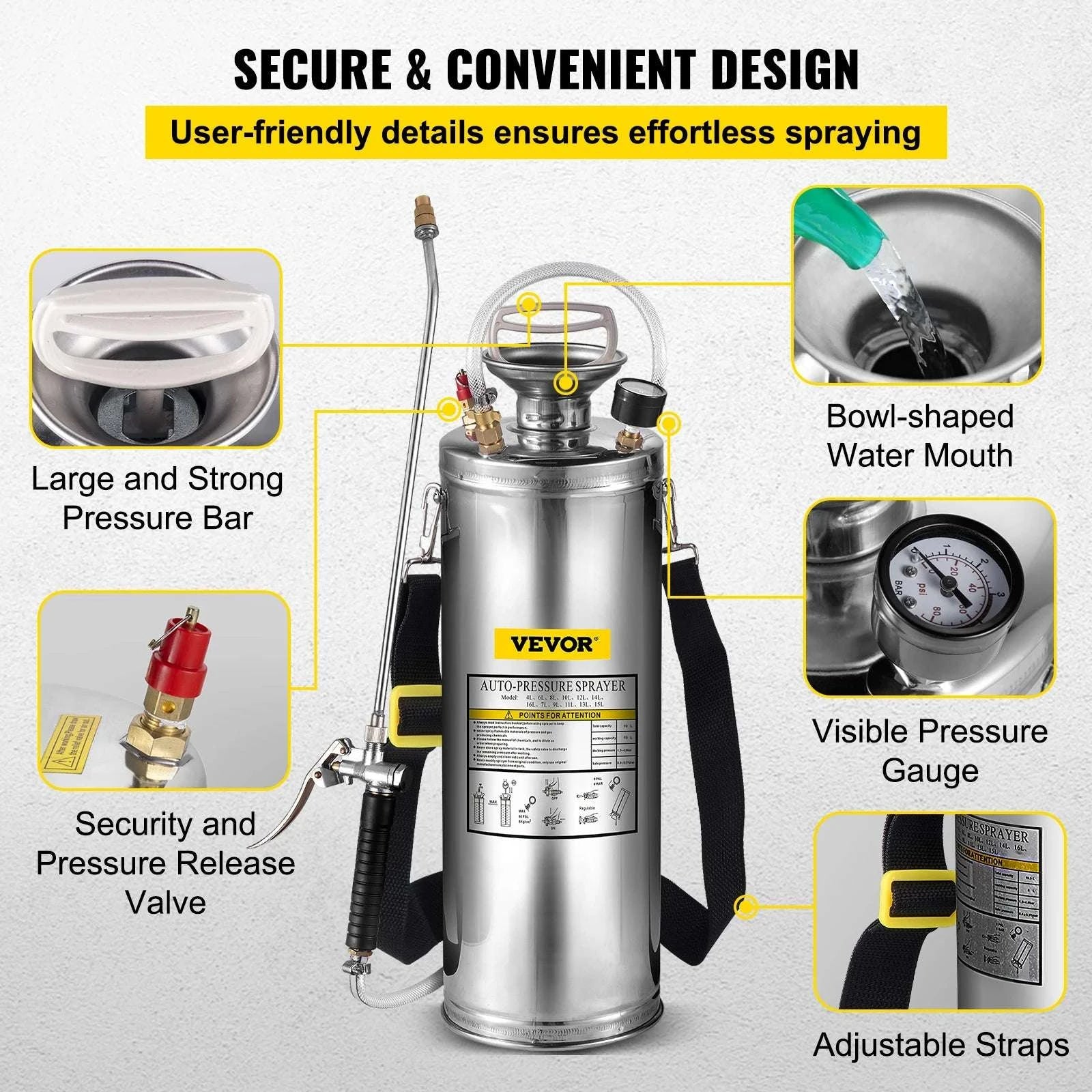 Stainless Steel Hand Pump Sprayer 4–12L Garden & Cleaning Tool-8L 2Gal / CZECH REPUBLIC
