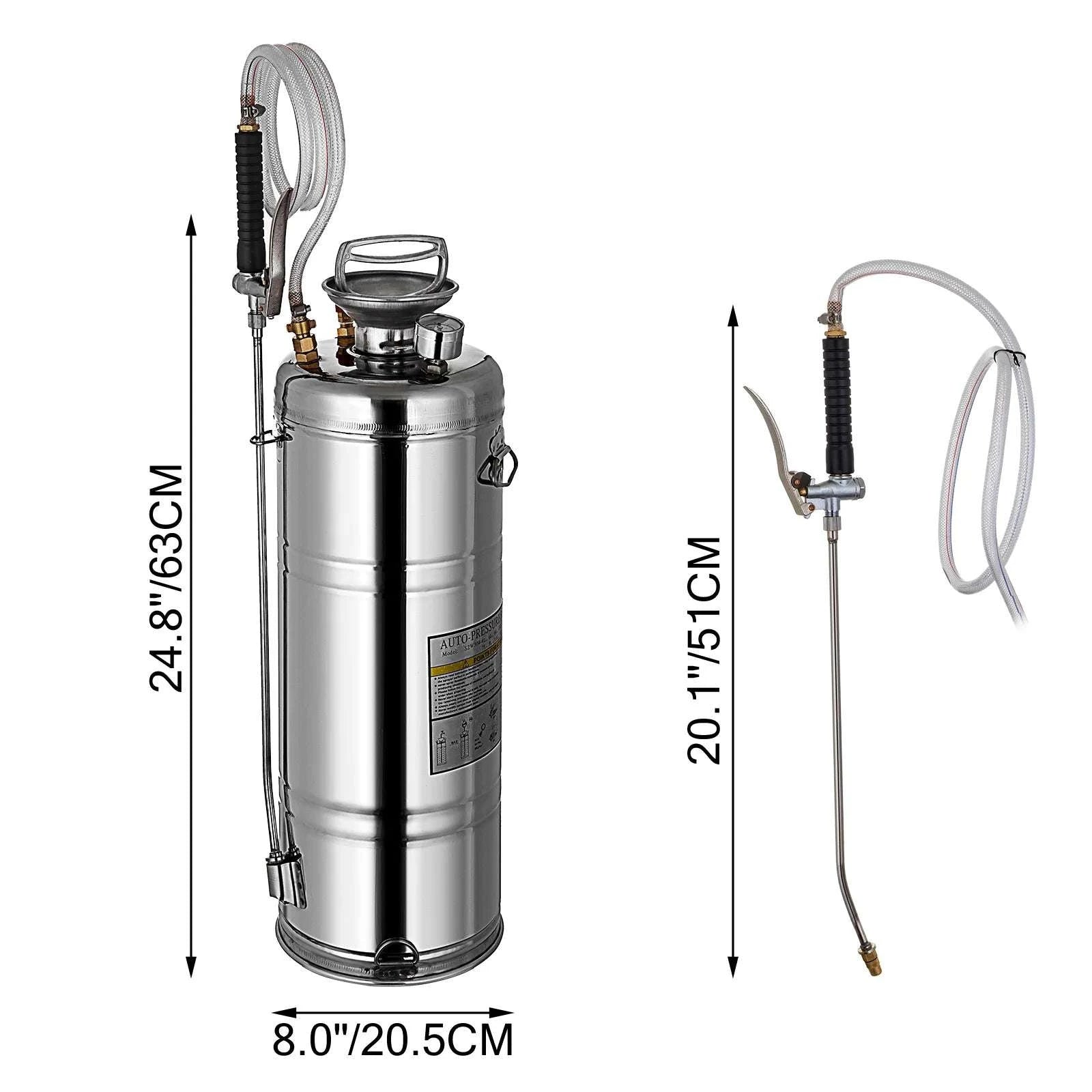Stainless Steel Hand Pump Sprayer 4–12L Garden & Cleaning Tool-8L 2Gal / CZECH REPUBLIC