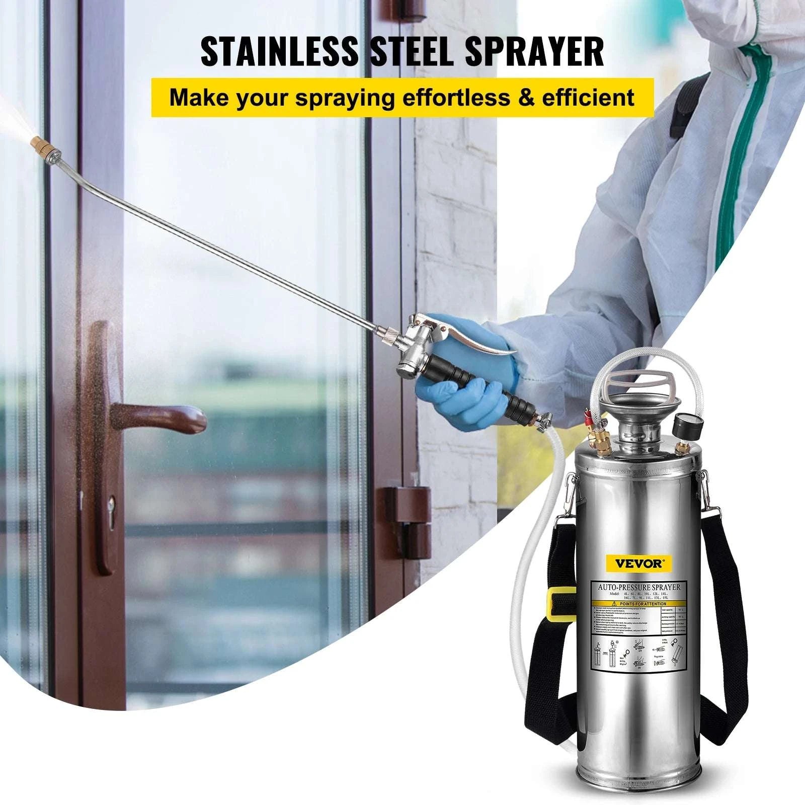 Stainless Steel Hand Pump Sprayer 4–12L Garden & Cleaning Tool-8L 2Gal / CZECH REPUBLIC