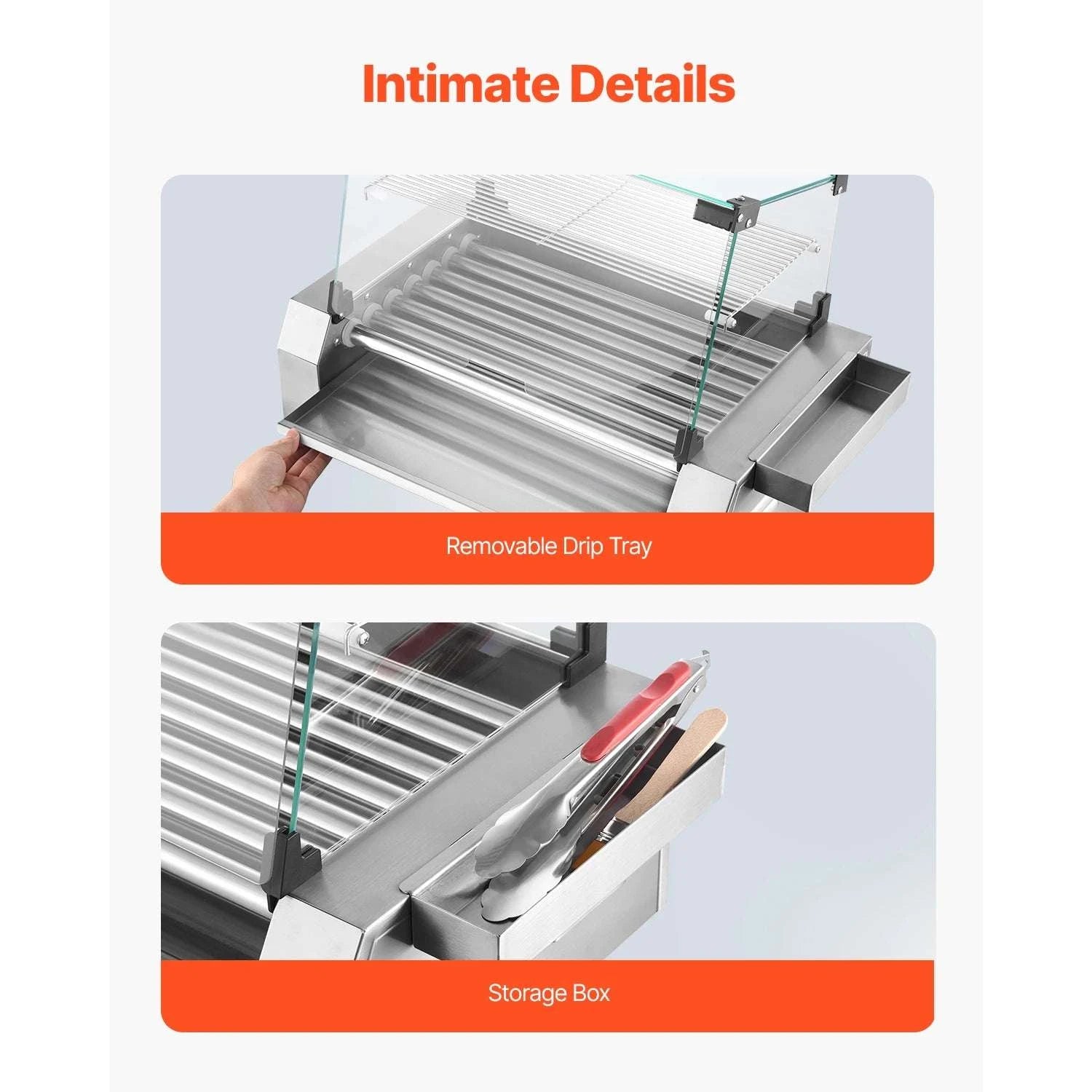 Stainless Steel Hot Dog Roller Grill with Dual Temperature Control-5 Rollers / United States