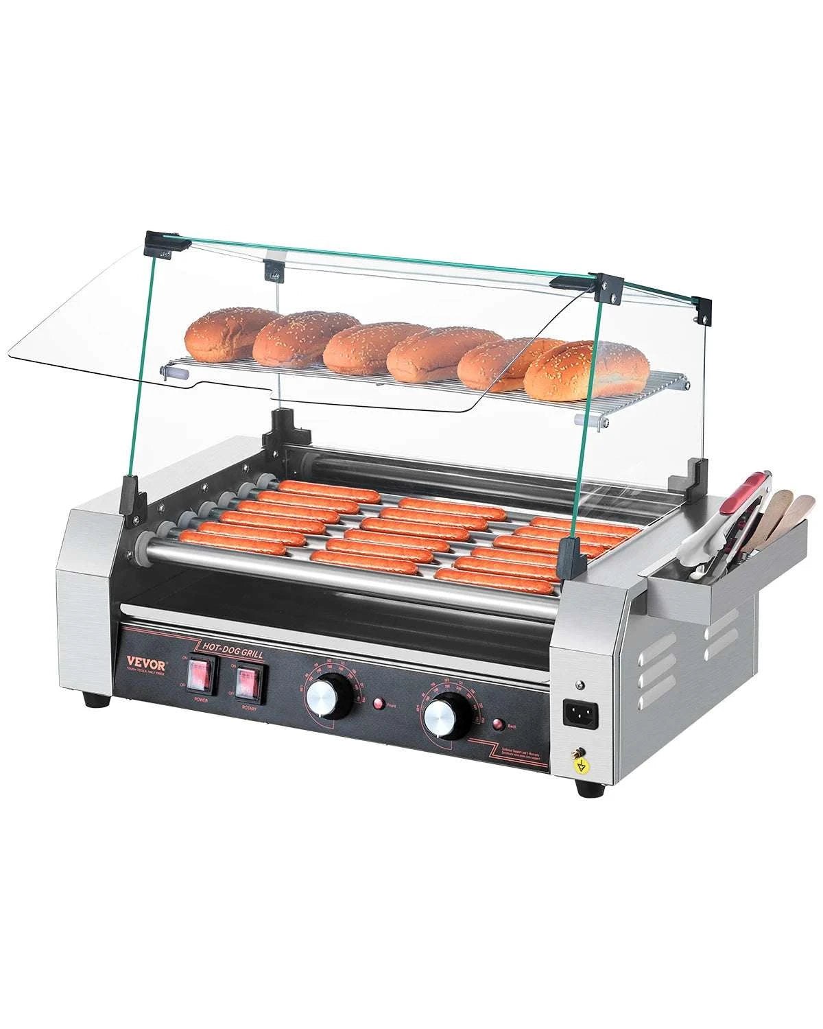 Stainless Steel Hot Dog Roller Grill with Dual Temperature Control-5 Rollers / United States