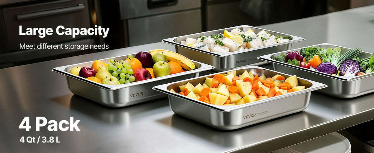 Stainless Steel Hotel Pan 1/2 Size 2.5-Inch Deep 4-Pack-6inch 2pcs / spain