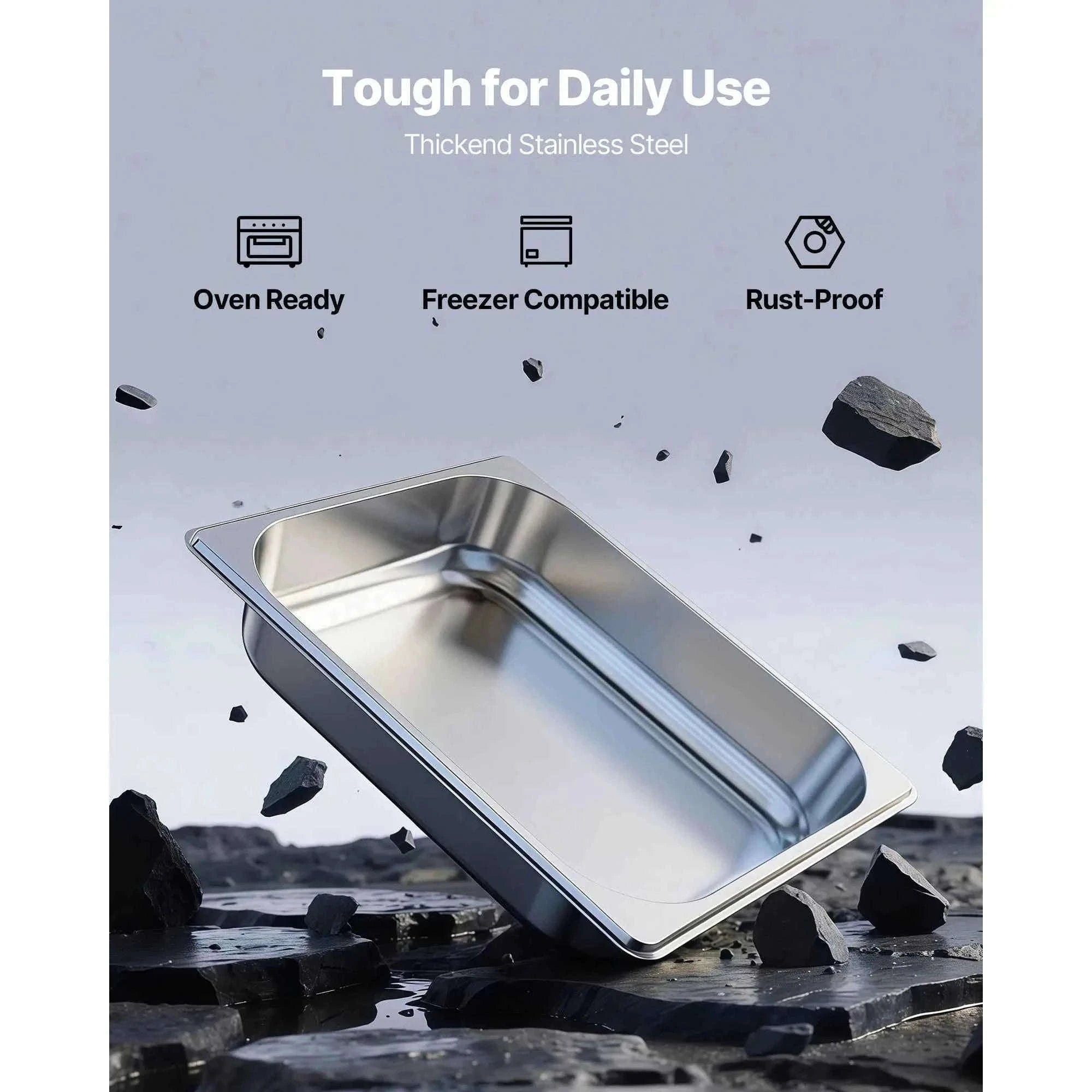 Stainless Steel Hotel Pan 1/2 Size 2.5-Inch Deep 4-Pack-6inch 2pcs / spain