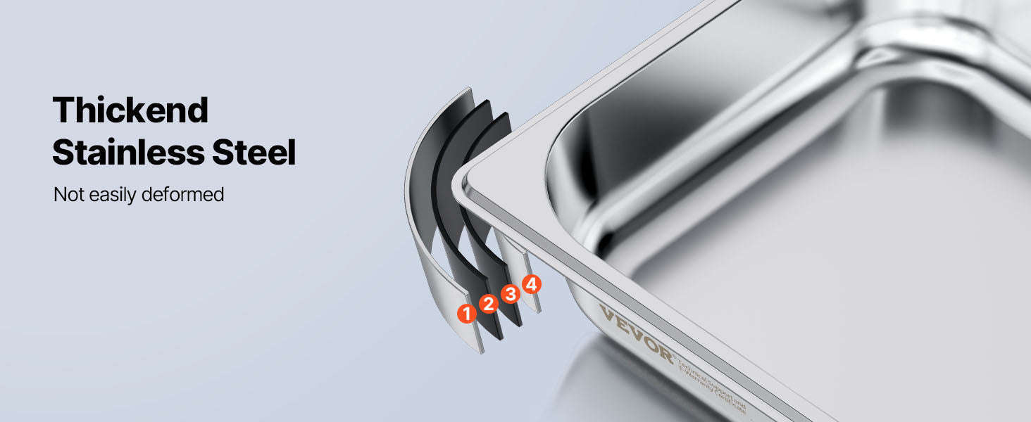 Stainless Steel Hotel Pan 1/2 Size 2.5-Inch Deep 4-Pack-6inch 2pcs / spain