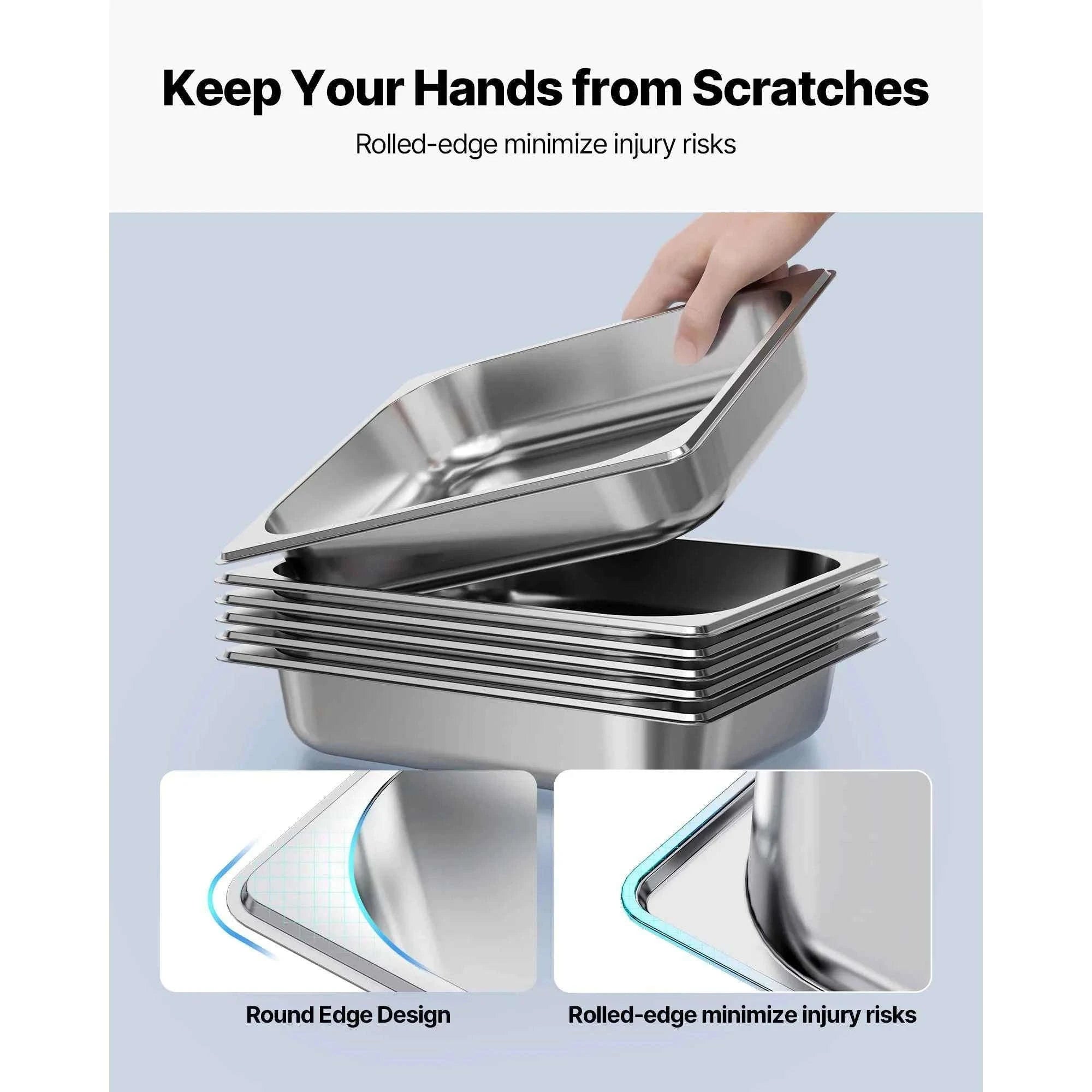 Stainless Steel Hotel Pan 1/2 Size 2.5-Inch Deep 4-Pack-6inch 2pcs / spain