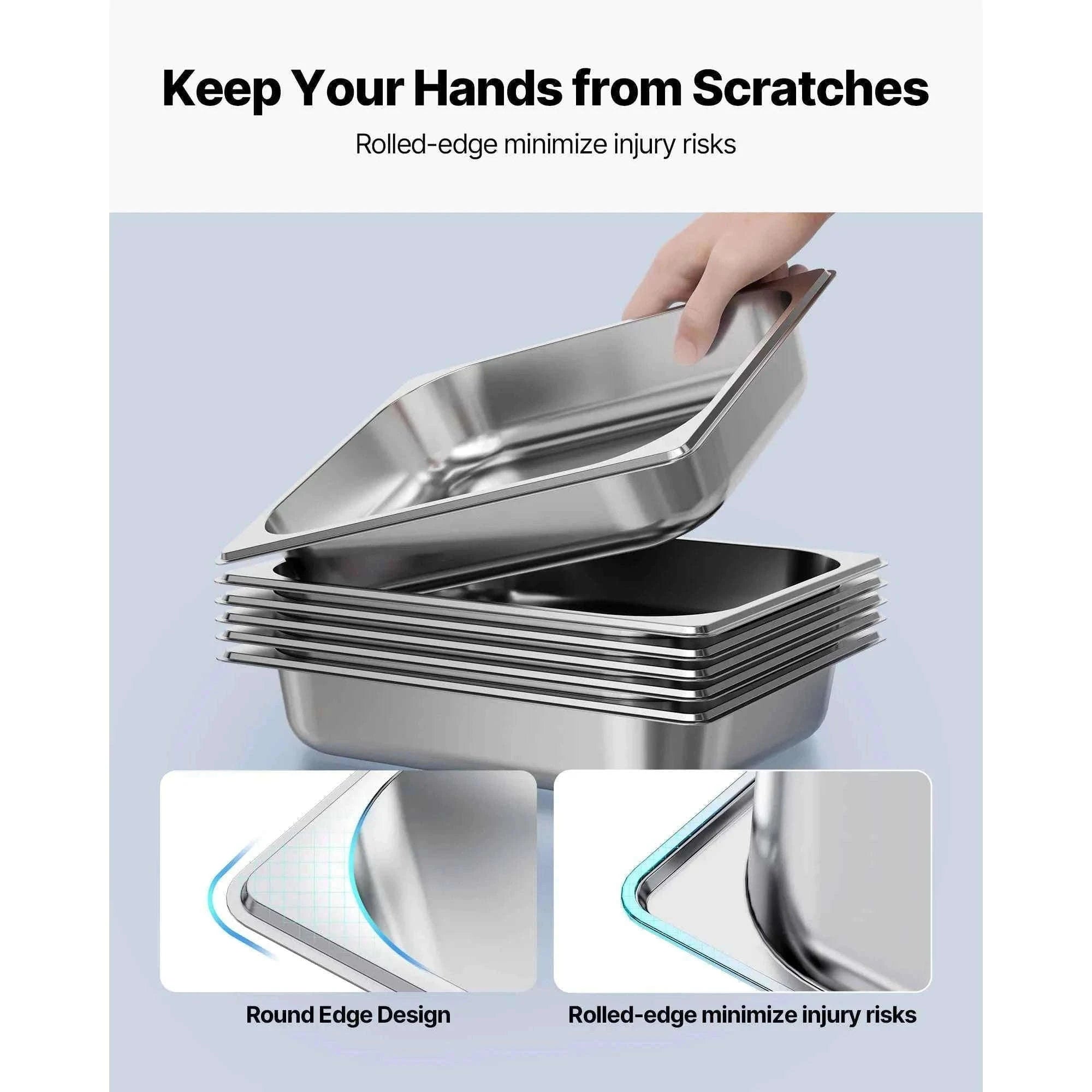Stainless Steel Hotel Pan 1/2 Size 2.5-Inch Deep 4-Pack-6inch 2pcs / spain