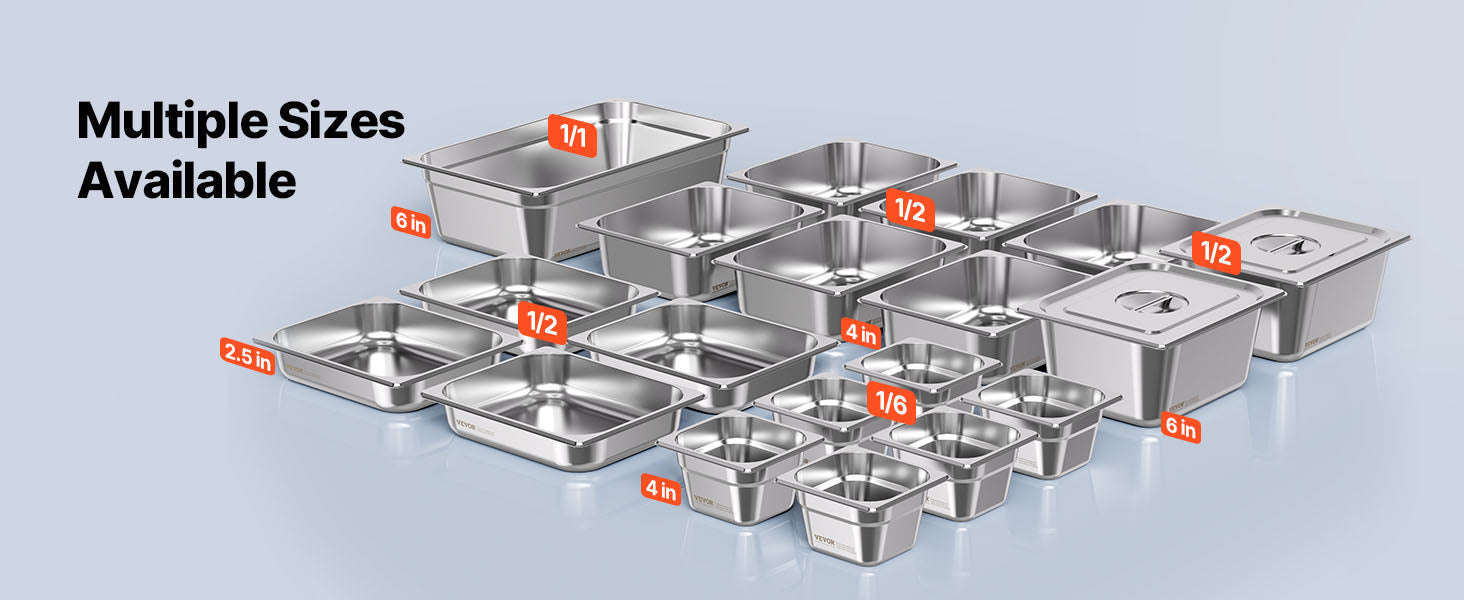 Stainless Steel Hotel Pan 1/2 Size 2.5-Inch Deep 4-Pack-6inch 2pcs / spain