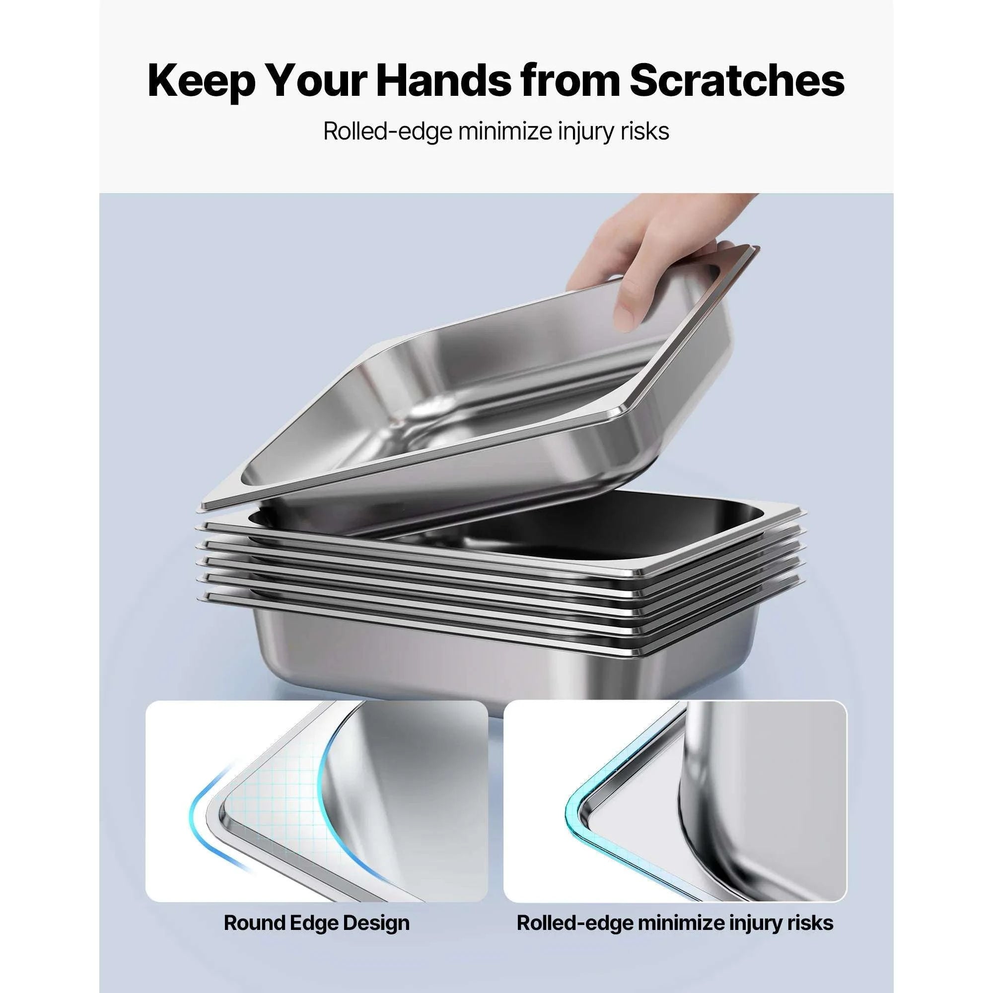 Stainless Steel Hotel Pan 1/2 Size Steam Table Pans Set-6pcs 4inch / france