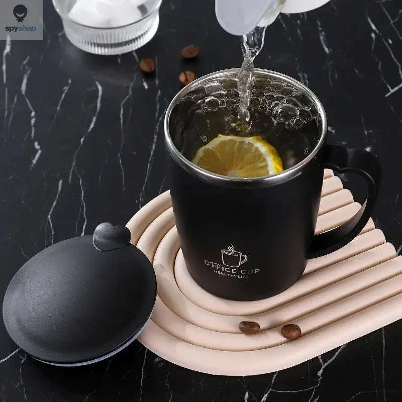 Stainless Steel Insulated Coffee Mug – 350ml Vacuum-Sealed Travel Cup with Handle-black / 350ml