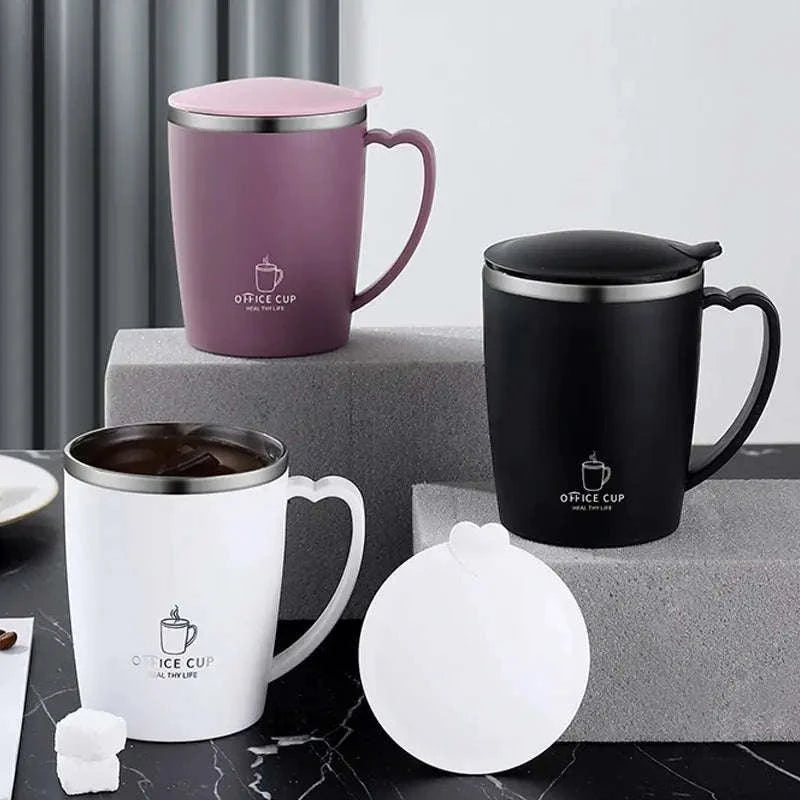 Stainless Steel Insulated Coffee Mug – 350ml Vacuum-Sealed Travel Cup with Handle-black / 350ml
