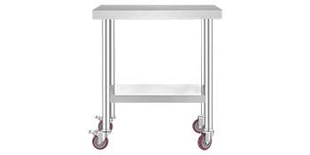 Stainless Steel Kitchen Prep Table with Wheels & Adjustable Shelf-36 x 30 inch / United States