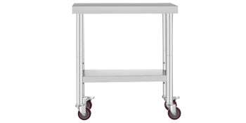 Stainless Steel Kitchen Prep Table with Wheels & Adjustable Shelf-36 x 30 inch / United States