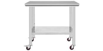Stainless Steel Kitchen Prep Table with Wheels & Adjustable Shelf-36 x 30 inch / United States