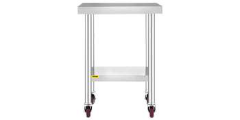 Stainless Steel Kitchen Prep Table with Wheels & Adjustable Shelf-