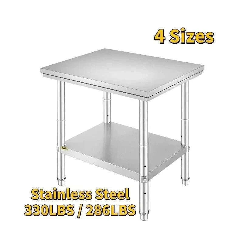 Stainless Steel Kitchen Work Table with Adjustable Shelf-30x24x32 inch / United States