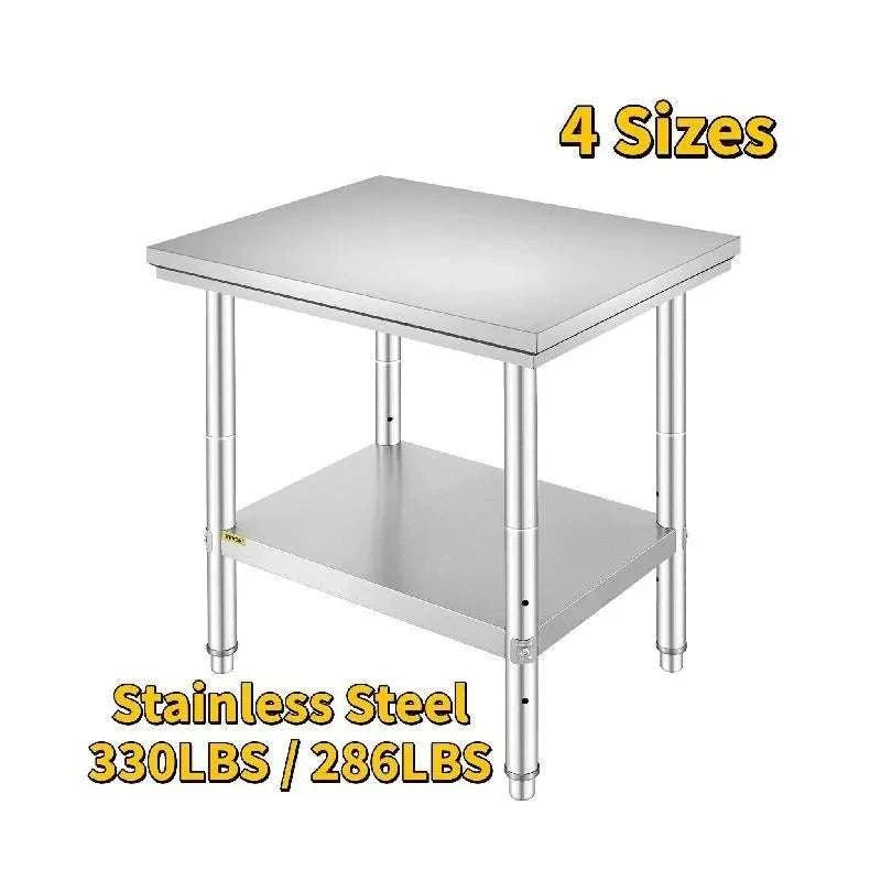 Stainless Steel Kitchen Work Table with Adjustable Shelf-30x24x32 inch / United States
