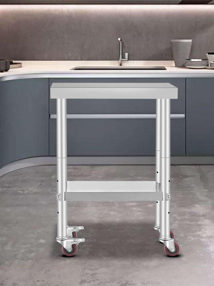 Stainless Steel Kitchen Work Table with Wheels & Adjustable Shelf-36 x 30 inch / GERMANY