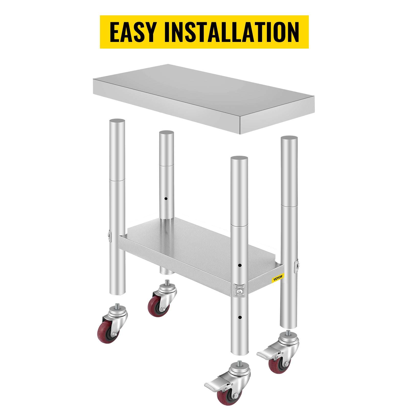 Stainless Steel Kitchen Work Table with Wheels & Adjustable Shelf-36 x 30 inch / GERMANY