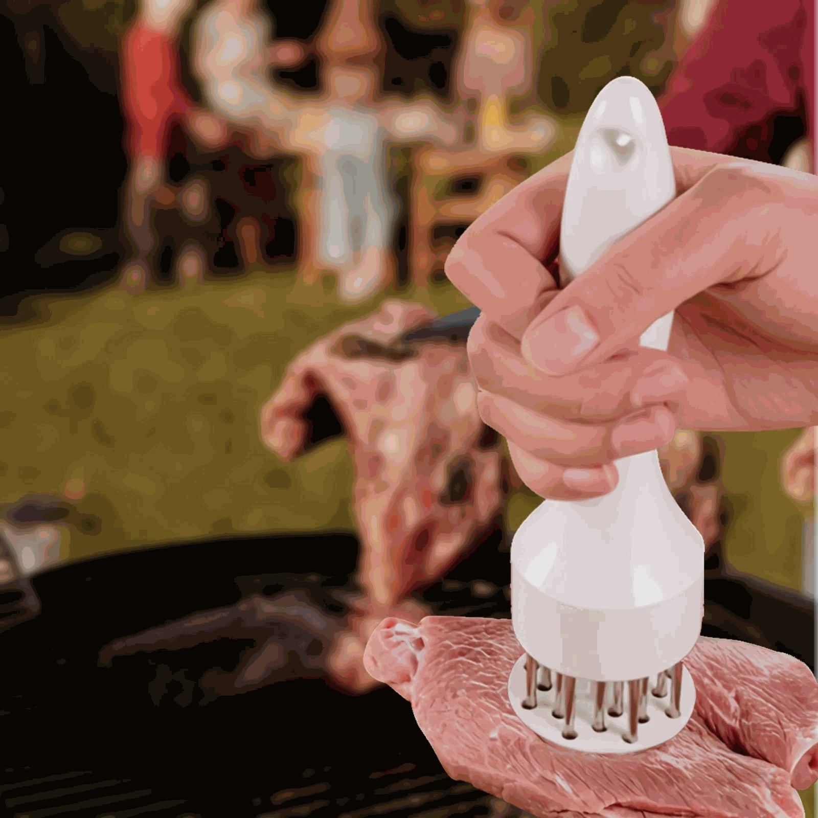 Stainless Steel Meat Tenderizer Hammer and Needle Tool-Black