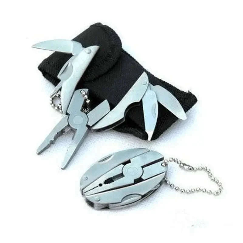 Stainless Steel Multi-Tool Pliers Knife Keychain Screwdriver-Silver