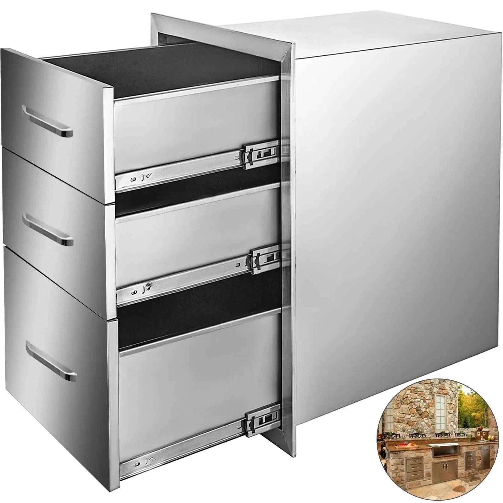 Stainless Steel Outdoor Kitchen Drawer with Handle, Triple Layer-Mexico