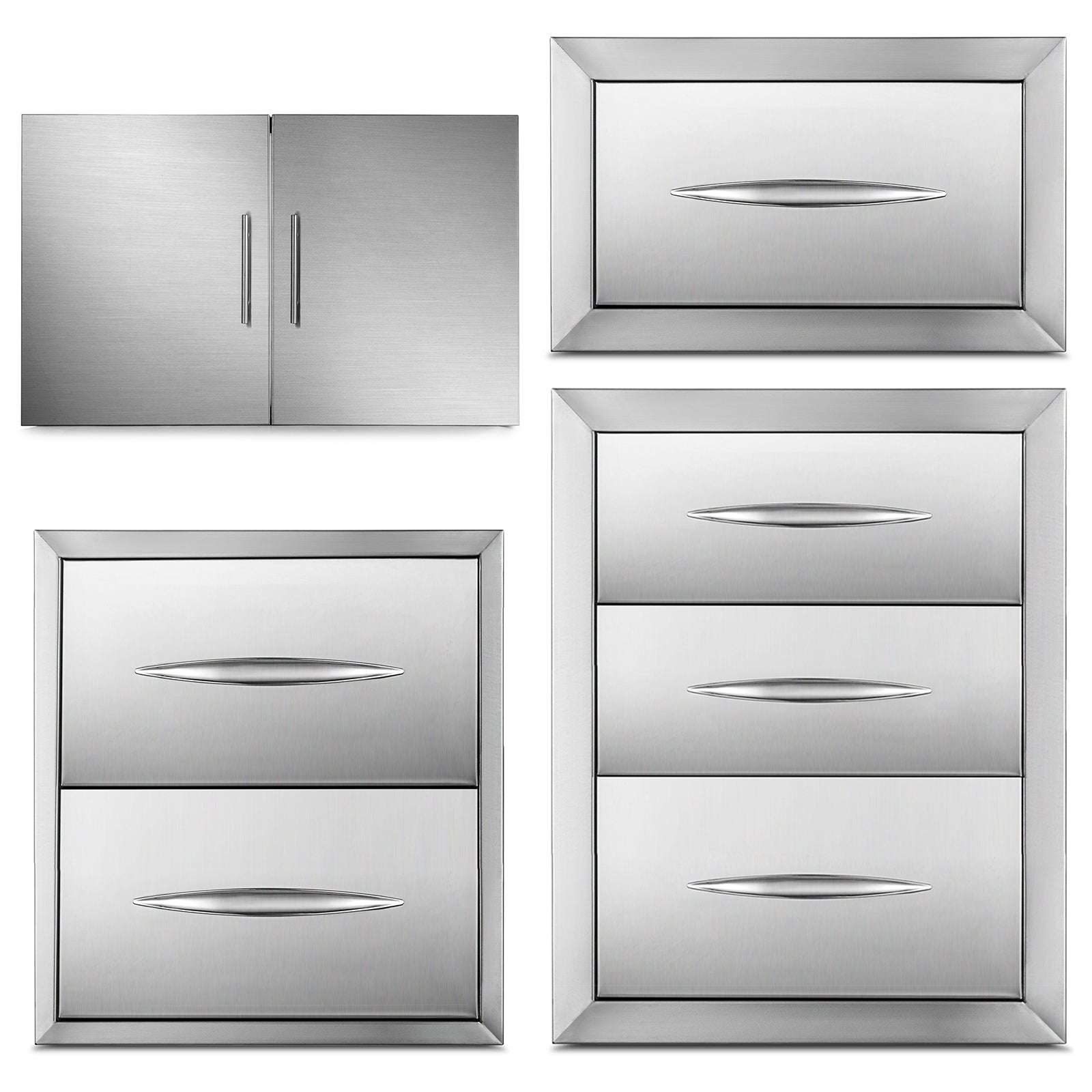 Stainless Steel Outdoor Kitchen Drawers Double Storage BBQ Island-14Wx 8.5H Single / United States