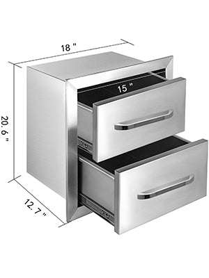 Stainless Steel Outdoor Kitchen Drawers Double Storage BBQ Island-14Wx 8.5H Single / United States