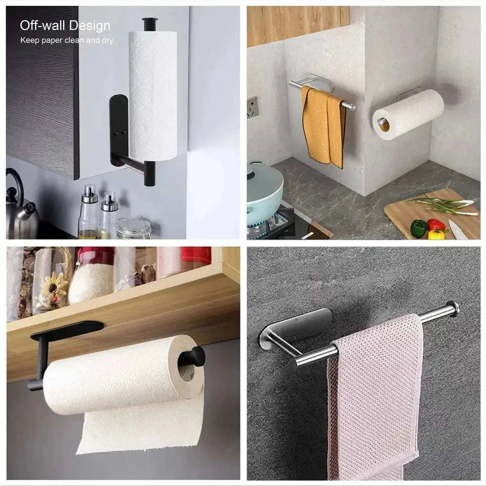 Stainless Steel Paper Towel Holder – Durable, Modern, Easy Installation-Black Paper Holder