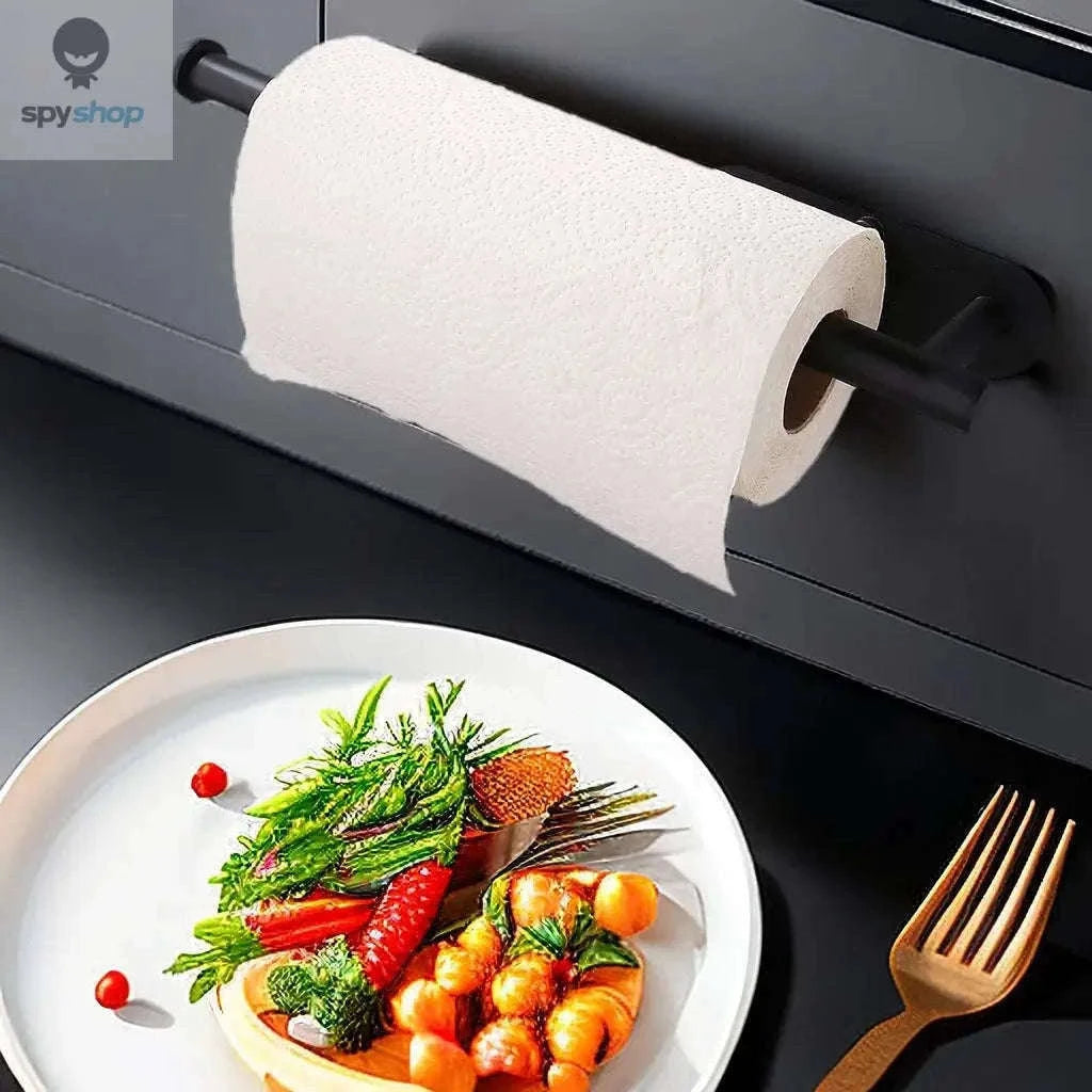 Stainless Steel Paper Towel Holder with Adhesive or Screw Mount-Black Paper Holder